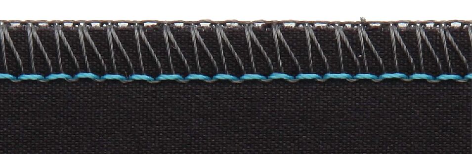 3-thread overlock stitch interlooped at needle hole (stitch type 504)