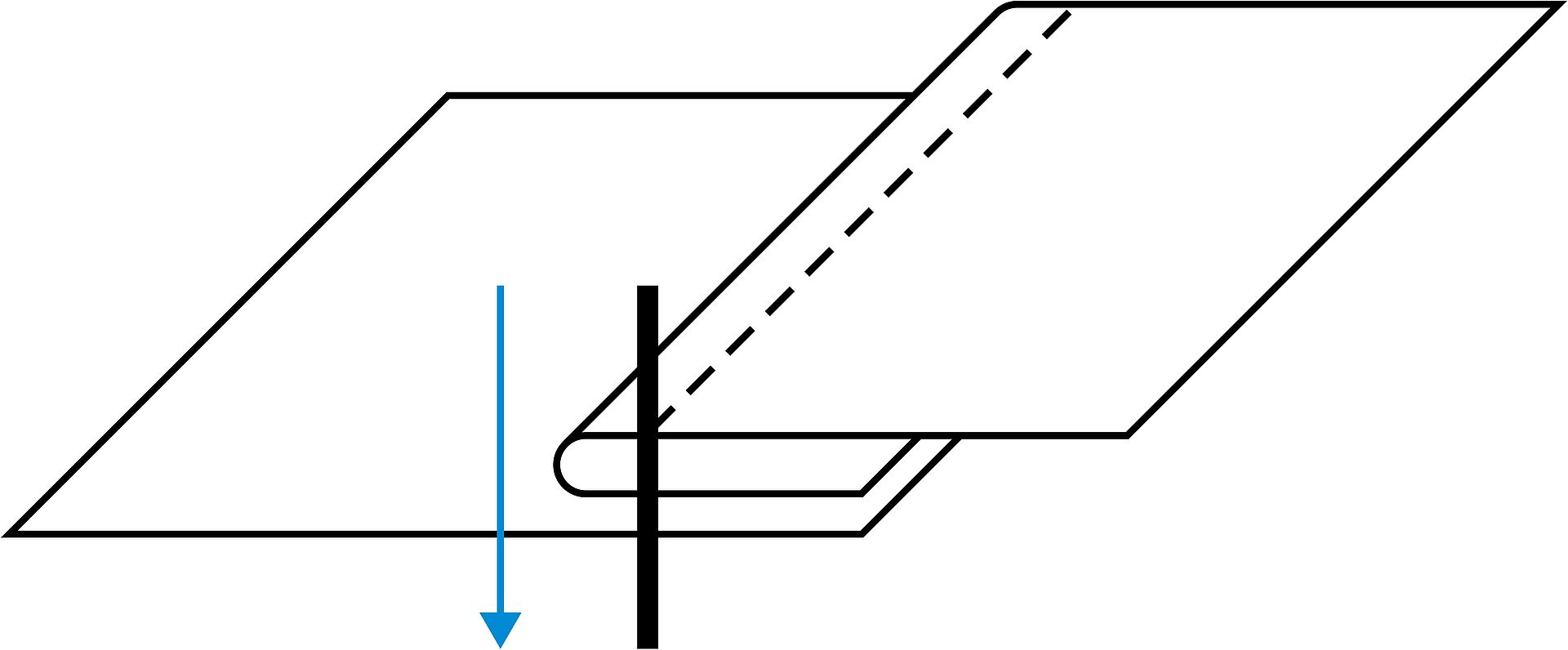 Seam position with topstitched seam
