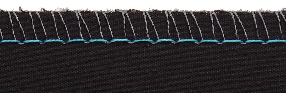 2-thread overlock stitch interlooped at needle hole (stitch type 502)