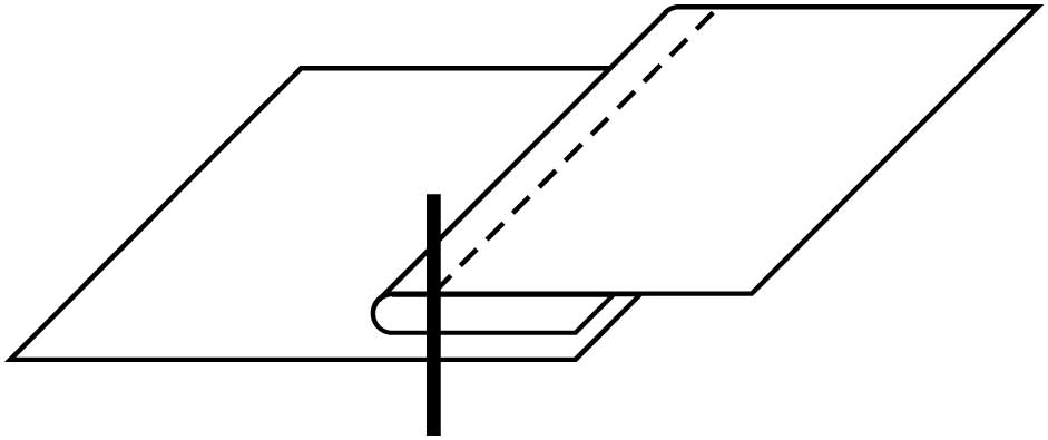 Folded seam allowance on one side and topstitch