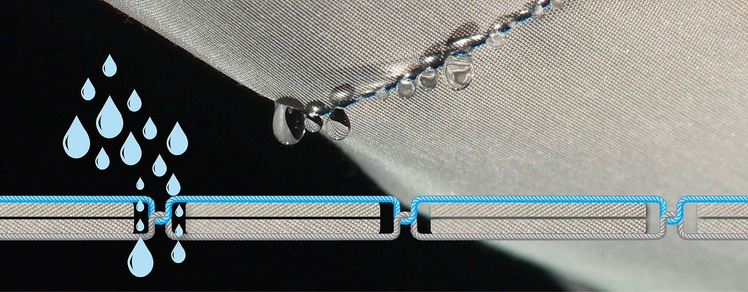 Water penetration due to too large a stitch hole