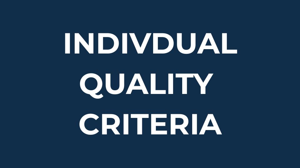 Product-dependant quality criteria