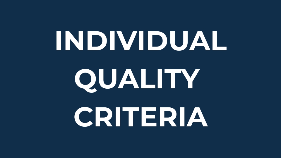 Individual quality criteria
